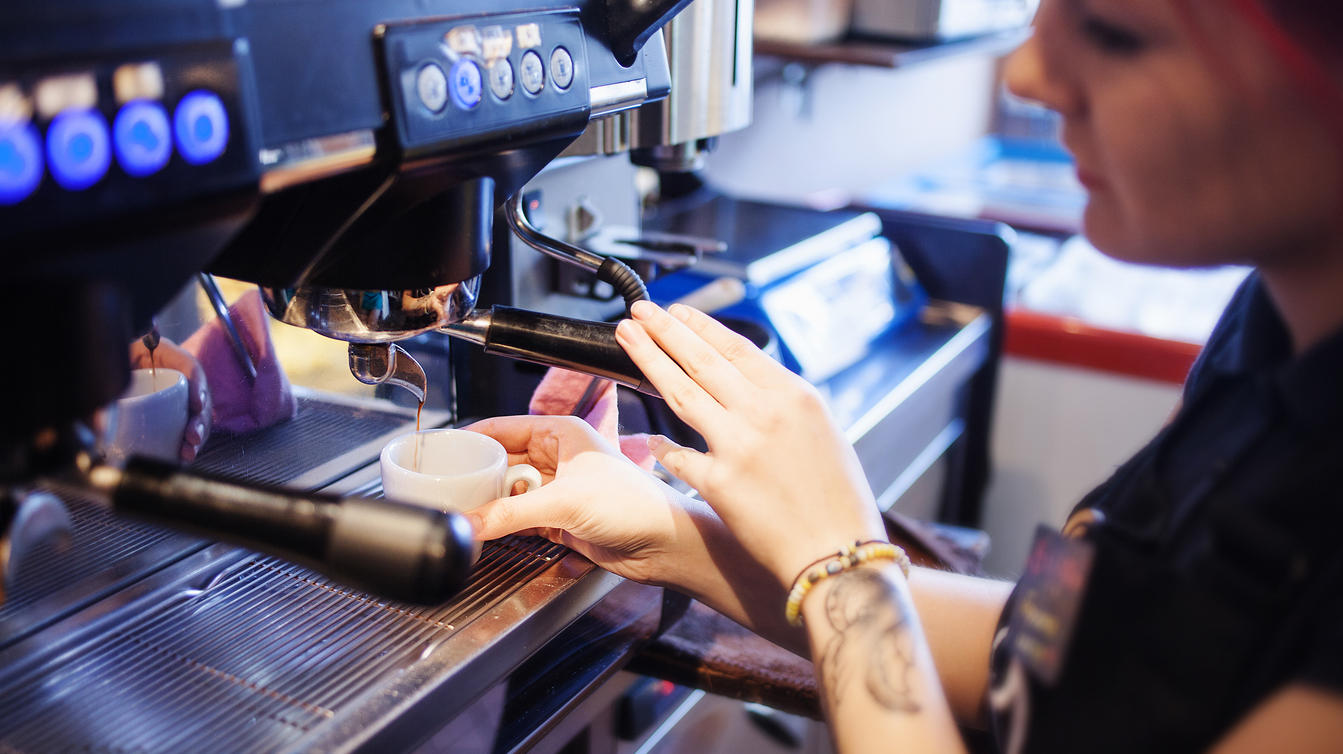 best website for online dating Espresso machine making coffee in pub, bar
