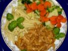 Putengeschnetzeltes mit Nudeln und Mischgemüse - Rezept