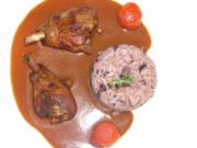 Jamaikanisches Peatnut-Chicken mit Kaboom an Bohnenreis - Rezept