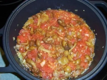 Rezept: Spagetti mit Pilzen und roten Linsen-Tomatensoße Spagetti mit Pilzen und roten Linsen-Tomatensoße - Rezept