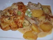 Gratiniertes Zwiebel-Kartoffel-Filet - Rezept