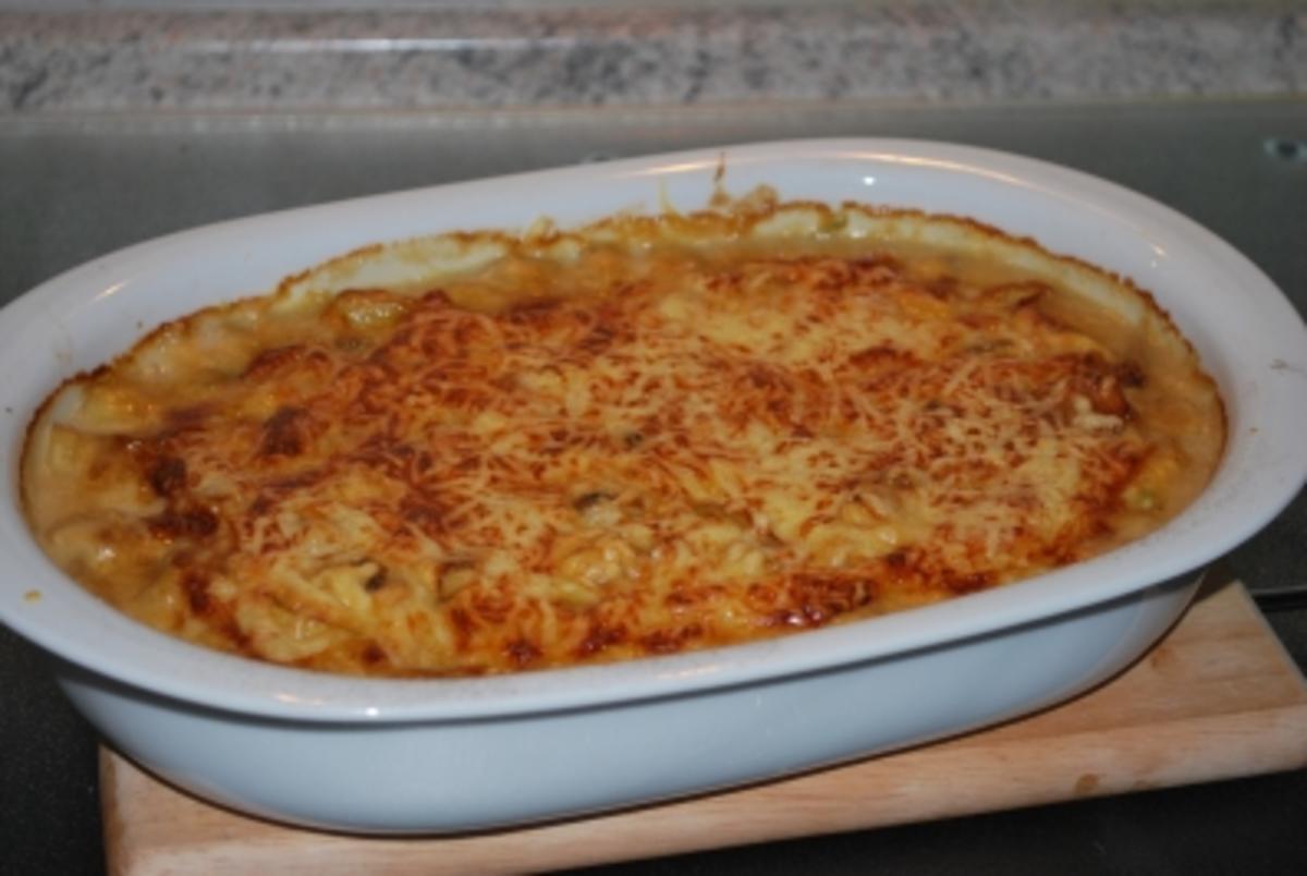 Gratiniertes Zwiebel-Kartoffel-Filet - Rezept