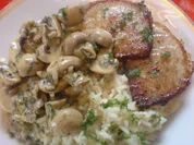 Champignon-Ragout mit Reis und Minutensteaks - Rezept