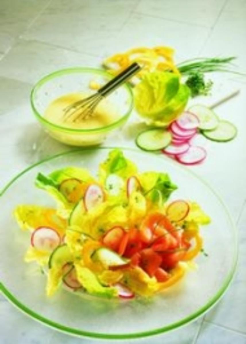 Gemischter Salat mit Senf-Sahne-Sauce - Rezept