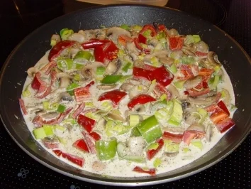 Sahnechampignons mit Paprika-Lauch .. - Rezept