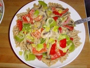 Sahnechampignons mit Paprika-Lauch .. - Rezept