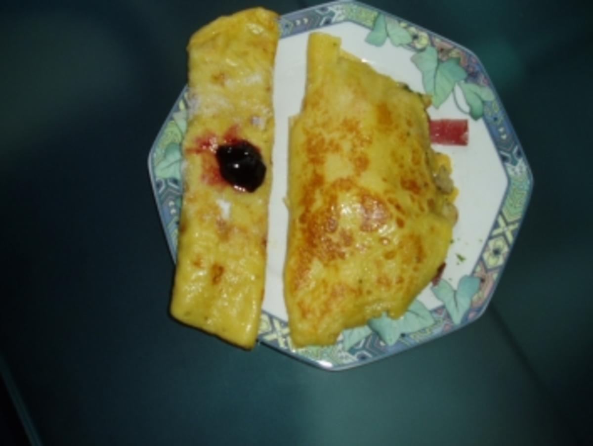 Bilder für Eierpfannkuchen und Omlette---2Gericht mit einem Teig - Rezept