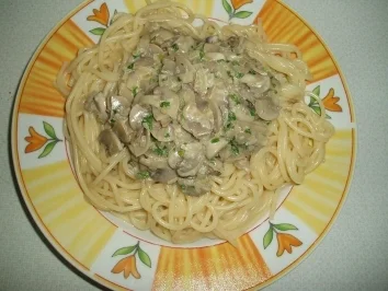 Rezept: Spaghetti mit Champignos Spaghetti mit Champignos - Rezept