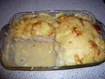 Kartoffellasagne mit Kohlrabi und Schinken - Rezept