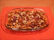 Pfannkuchenröllchen mit Gehacktes und Schafskäse - Rezept