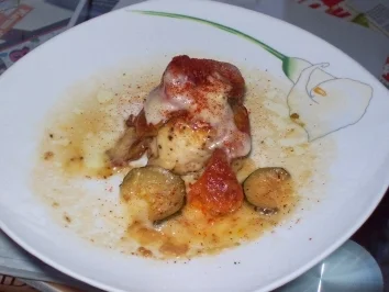 Filets mit Mozzarella + Zucchini + Tomaten + Bacon - Rezept