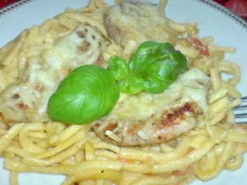 Gratinierte Spätzle-Filet-Pfanne - Rezept