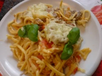 Gratinierte Spätzle-Filet-Pfanne - Rezept