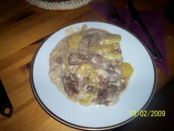 Rezept: Kartoffelgratin mit mariniertem Lamm Kartoffelgratin mit mariniertem Lamm - Rezept