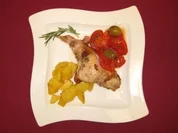 Kaninchen mit Tomaten, Oliven und Patatas Bravas - Rezept