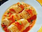 Kabeljau Rouladen in Paprikasoße - Rezept