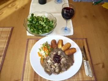 Rezept: Hirschschnitzel mit Champignons Hirschschnitzel mit Champignons - Rezept