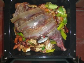 Rezept: Alwins Wildschweinkeule (Frischling) naturell Alwins Wildschweinkeule (Frischling) naturell - Rezept