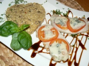 Herz zu verschenken  - Champignonrisotto mit überbackenen Minutenschnitzel - Rezept