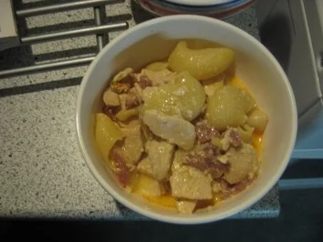 Pasta mit Huhn und mariniertem Knoblauch - Rezept