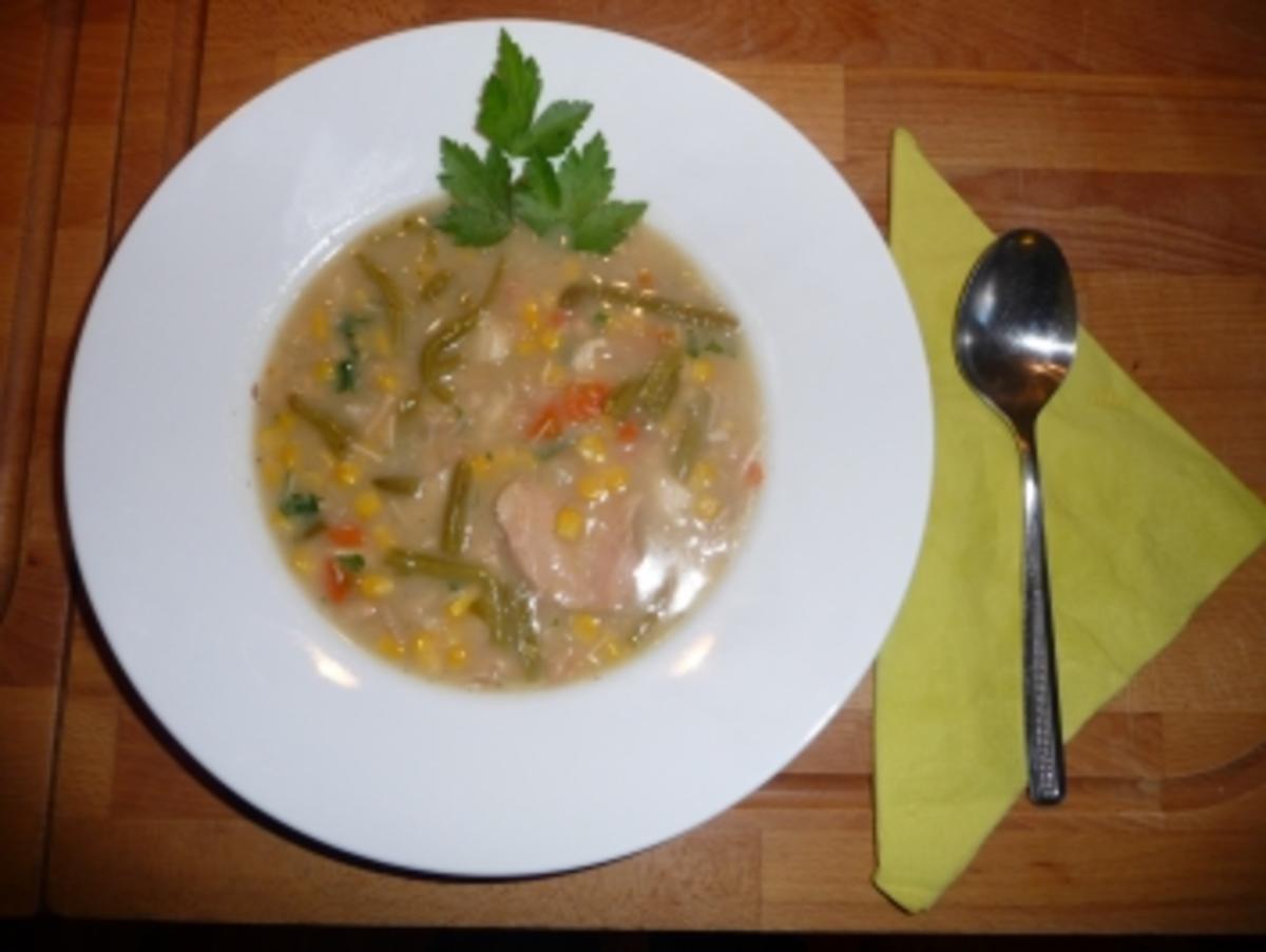 Hühnersuppe mit Mais & Bohnen - Rezept