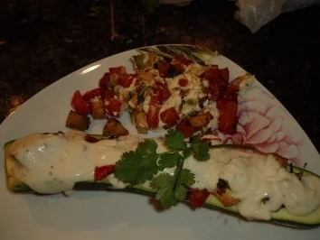 Zucchini gefüllt, mit Tofu - Rezept