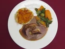 Schweinefilet gefüllt mit Calvados-Apfel und Süßkartoffelpastete - Rezept