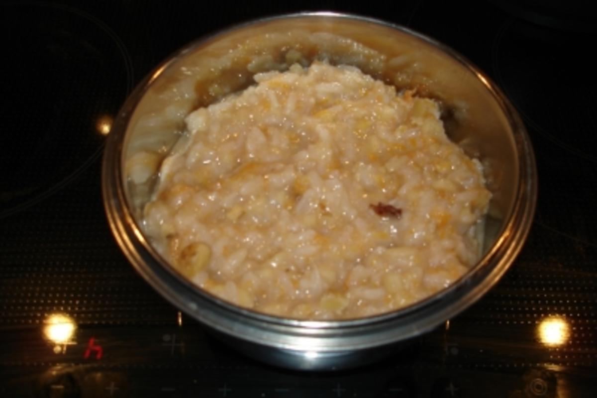 Süßspeise: Buttermilch-Reis mit Bananen, Karotten und Äpfeln; Frühstück, Pausensnack - Rezept