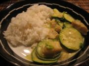 Zucchini-Curry mit Seelachs - Rezept
