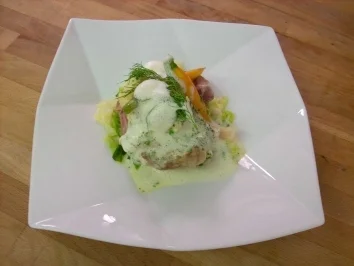 Rezept: Beinscheiben vom Kalb auf Kartoffel-Meerrettich-Stampf mit Gemüse Beinscheiben vom Kalb auf Kartoffel-Meerrettich-Stampf mit Gemüse - Rezept