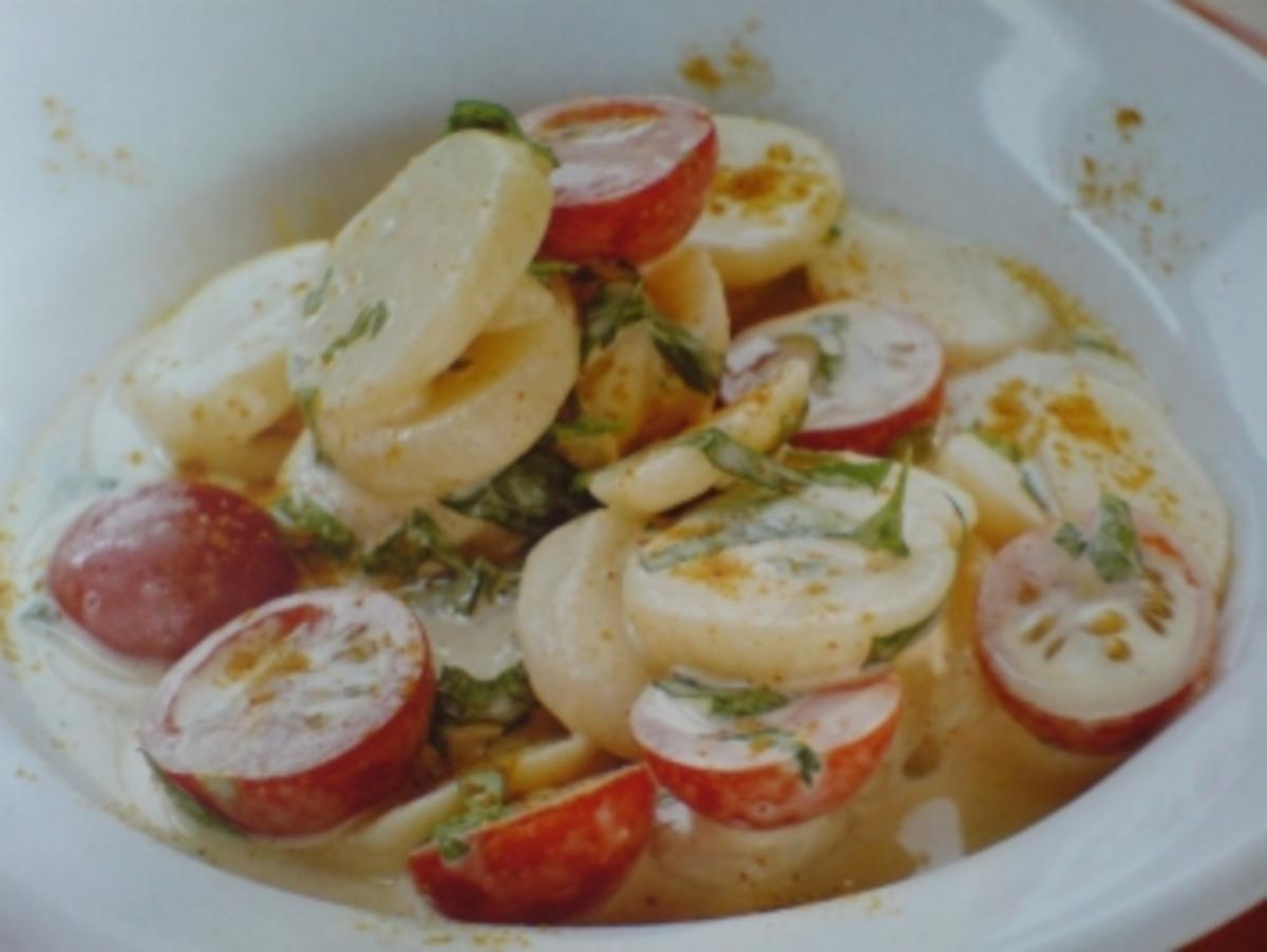 Schneller Kartoffelsalat mit Kirschtomaten und Mayonaise - Rezept