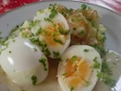 Senfeier mit Püree & Röstzwiebeln - Rezept
