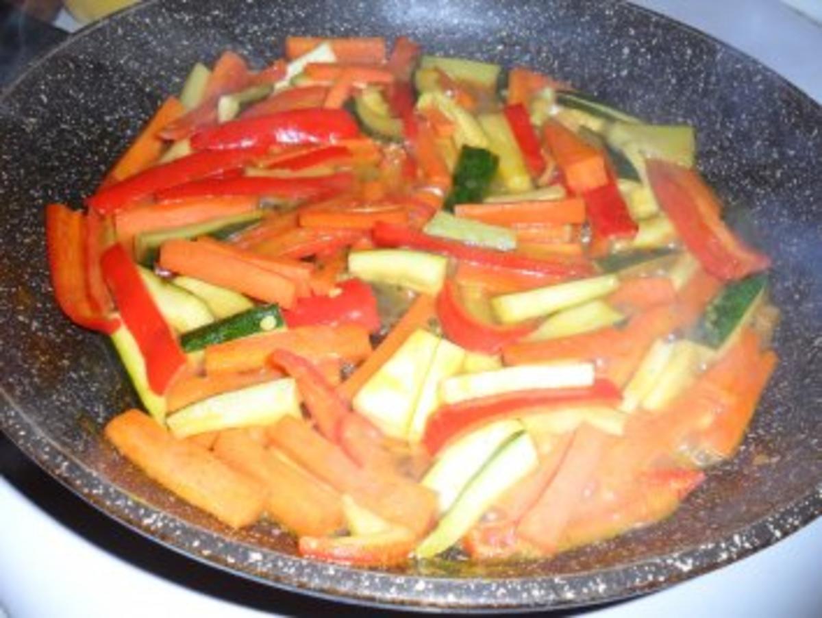 Thunfisch gebraten auf Linsen-Mango-Gemüse bzw. Gemüse fruchtig-scharf - Rezept - Bild Nr. 6