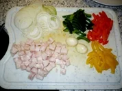 Nudel-Chaos mit Pangasiuswürfeln und Paprika - Rezept