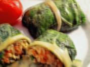 Mangold-Rouladen mit Käse Hackfüllung - Rezept