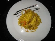 Curry-Rindfleischstreifen mit Nudeln - Rezept