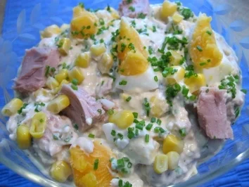 Rezept: Eiersalat mit Thunfisch und Mais Bild Nr. 2 Eiersalat mit Thunfisch und Mais - Rezept - Bild Nr. 2