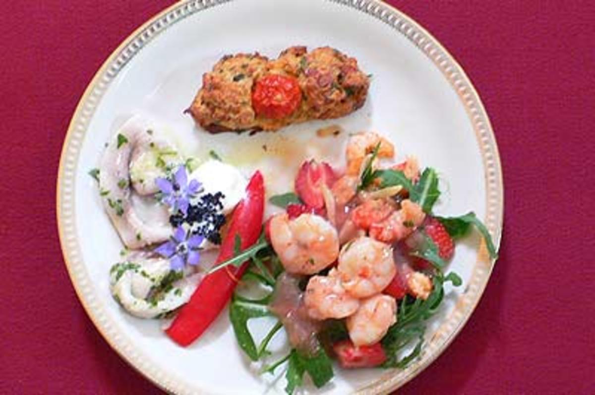 Bilder für Carpaccio vom Schwertfisch mit Tigergarnelen und Sardinen - Rezept