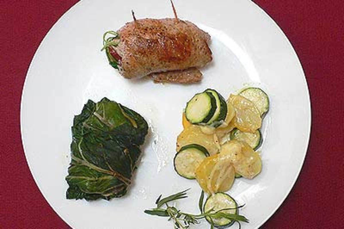 Involtini alla verde, Kartoffel-Zucchini-Gratin und Mangold-Päckchen - Rezept - Bild Nr. 9
