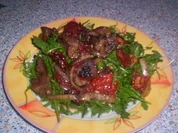 Mediterane Leber auf Ruccola - Rezept