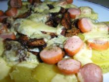 Pute: Balsamico-Putengeschnetzeltes in Kartoffel-Wurst-Nest - Rezept