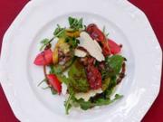 Potpourri – Wildkräutersalat mit Tomaten und schokolierten Kernen - Rezept