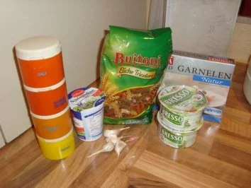 Nudelgericht - Grüne Nudeln mit Shrimps und Frischkäsesauce - Rezept - Bild Nr. 2