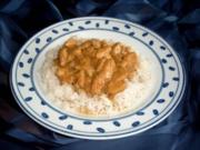 Scharfes Curry-Zwiebel-Hühnchen mit Reis - Rezept