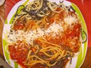 Zebraspaghetti mit Hacksoße - Rezept