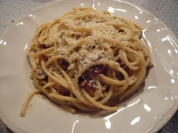 Carbonara mit Lauch und Pilzen - Rezept