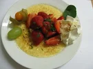Creme Beulee'  mit marinierten Erdbeeren -Früchten - Rezept
