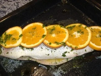Wolfsbarsch mit Orangen - Rezept