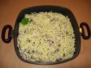 Nudeln mit Schinken und Champignons - Rezept