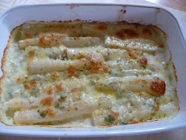 Gratinierte Schwarzwurzeln in Kräuer- Senf- Sauce - Rezept